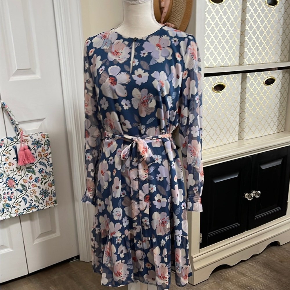 NWT Ann Taylor Floral Blue Dress